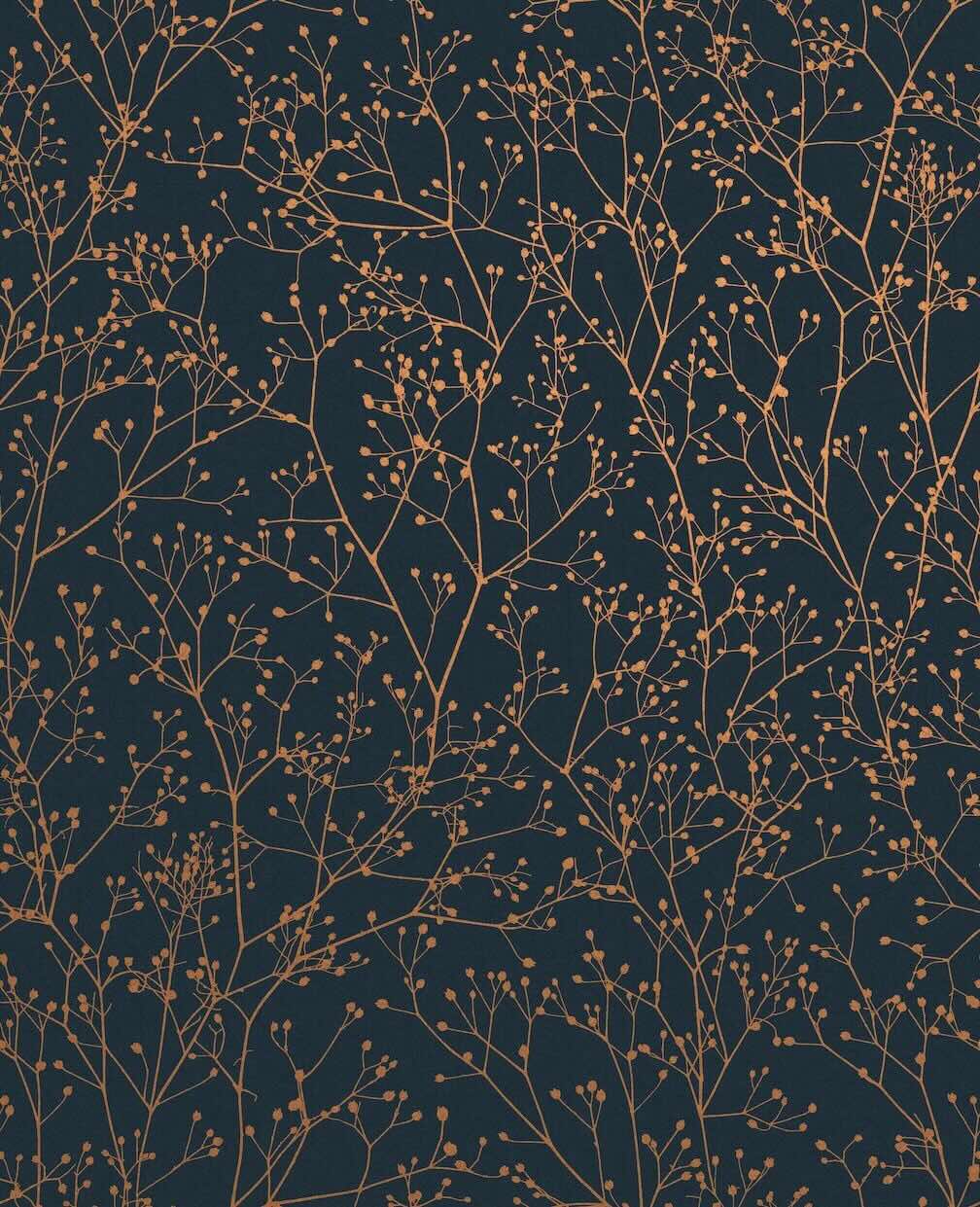 Clarissa Hulse Gypsophila Midnight Copper Wallpaper