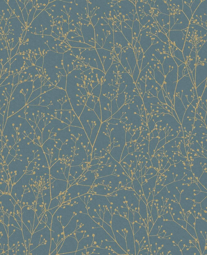 Clarissa Hulse Gypsophila Airforce Blue & Soft Gold Wallpaper