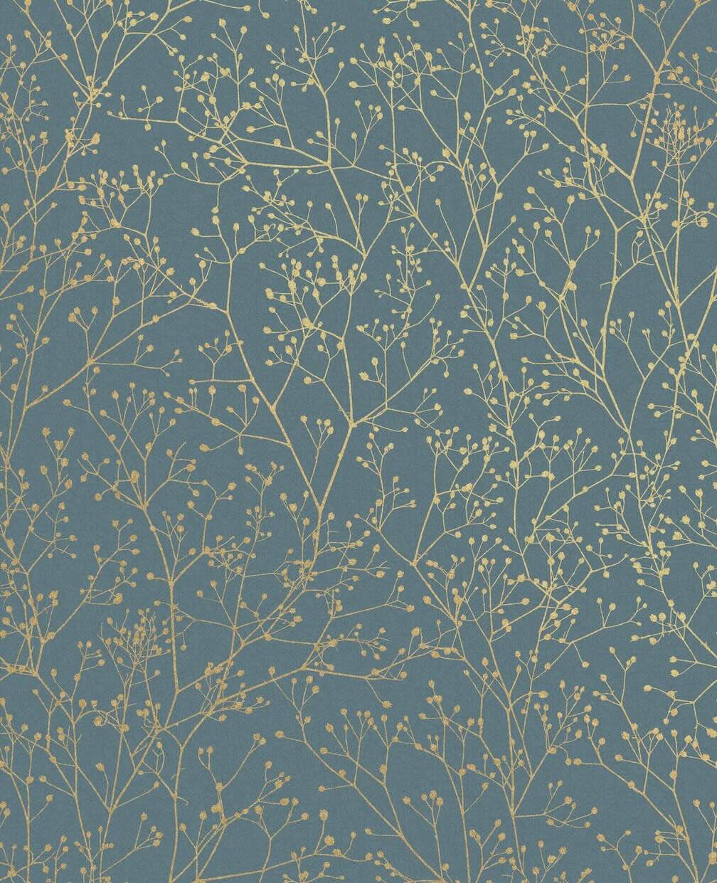 Clarissa Hulse Gypsophila Airforce Blue & Soft Gold Wallpaper