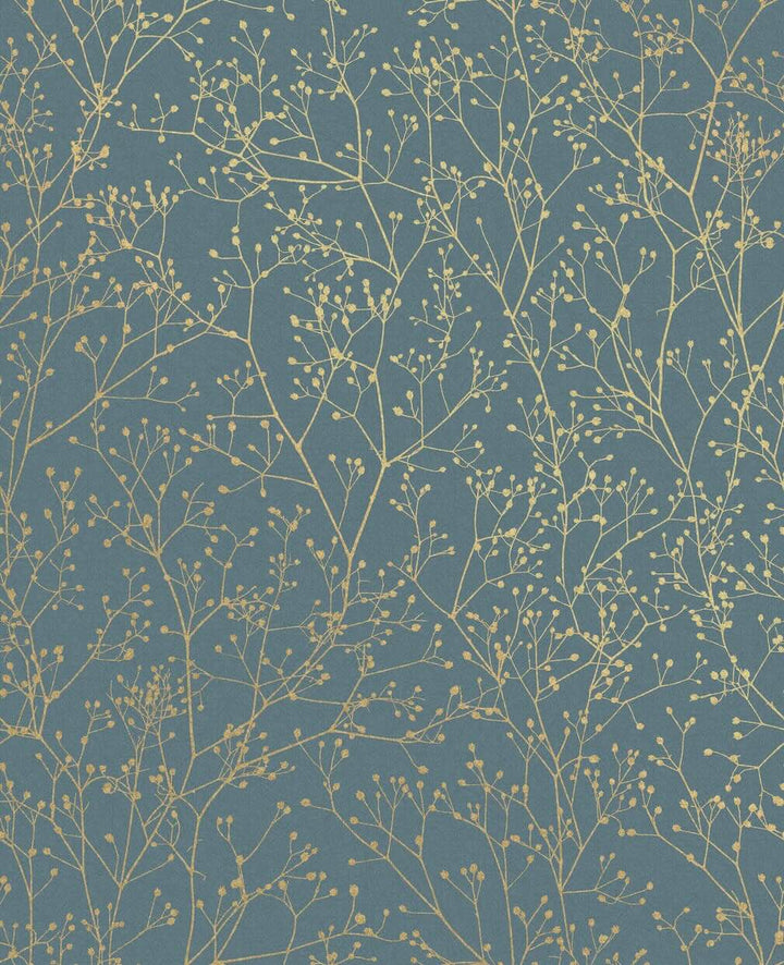 Clarissa Hulse Gypsophila Airforce Blue & Soft Gold Wallpaper