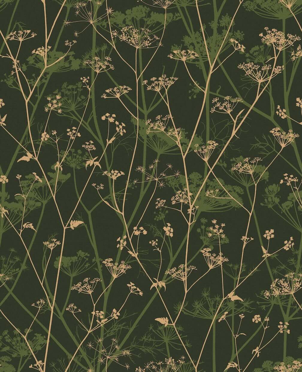 Clarissa Hulse Wild Chervil Sage & Gold Wallpaper