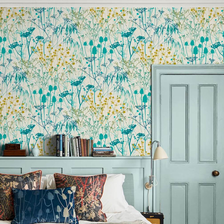 Clarissa Hulse Summer Border Verdigris Wallpaper