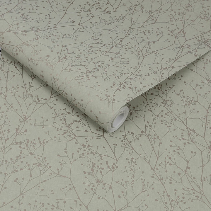 Clarissa Hulse Gypsophila Spring Green & Silver Wallpaper