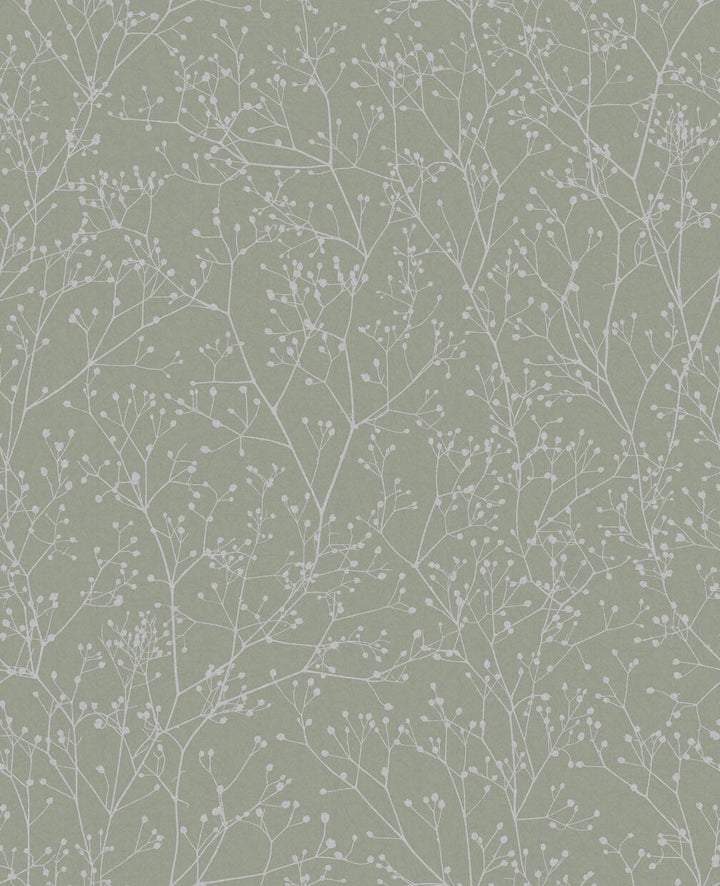 Clarissa Hulse Gypsophila Spring Green & Silver Wallpaper