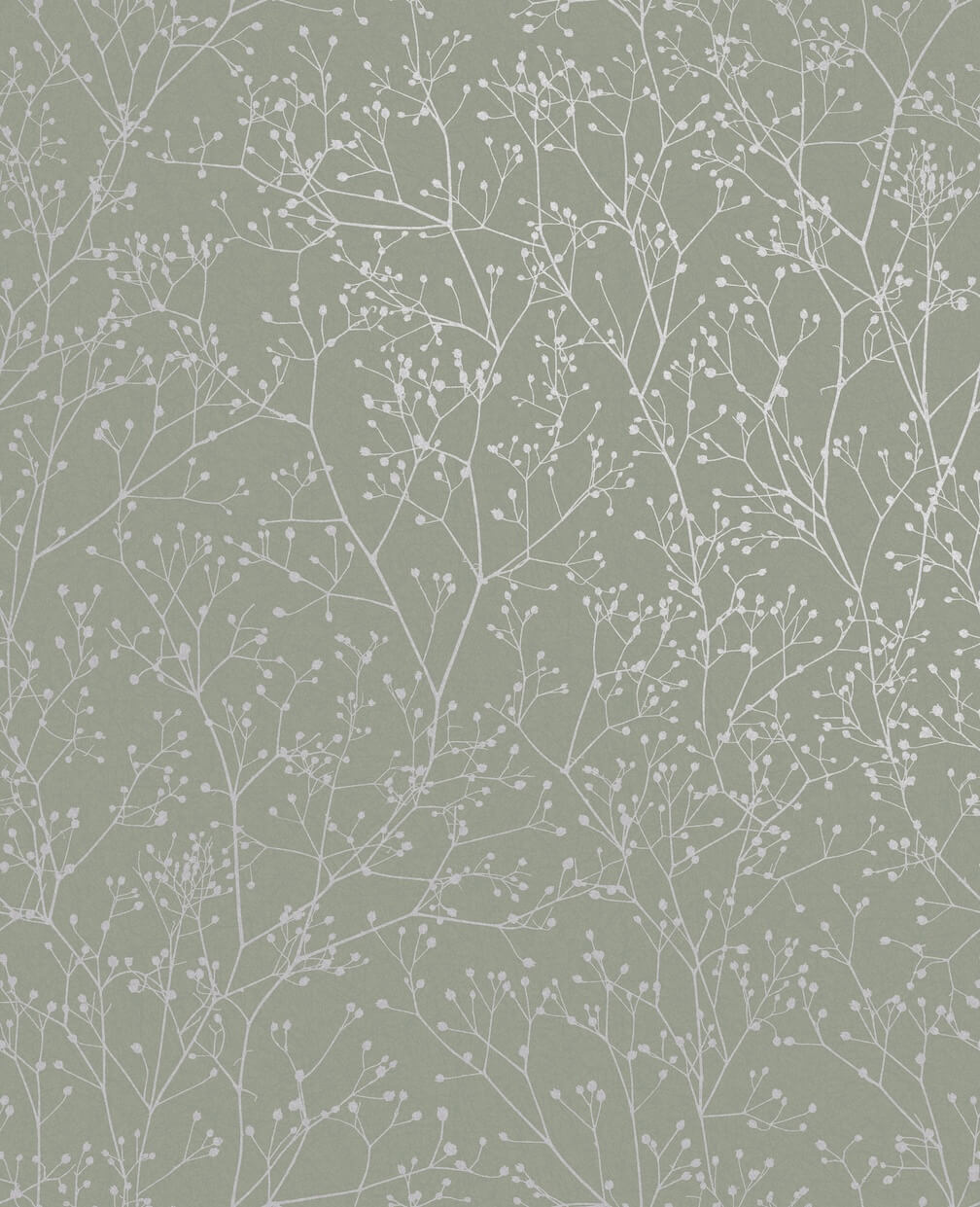 Clarissa Hulse Gypsophila Spring Green & Silver Wallpaper