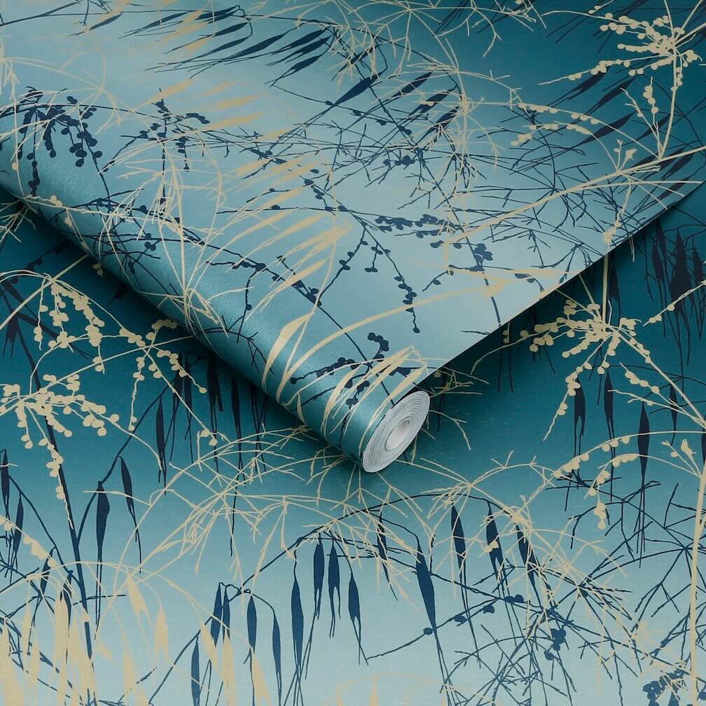 Clarissa Hulse Meadow Grass Teal & Soft Gold Wallpaper
