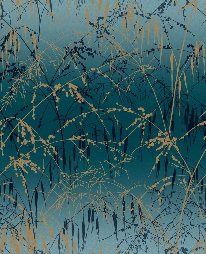 Clarissa Hulse Meadow Grass Teal & Soft Gold Wallpaper
