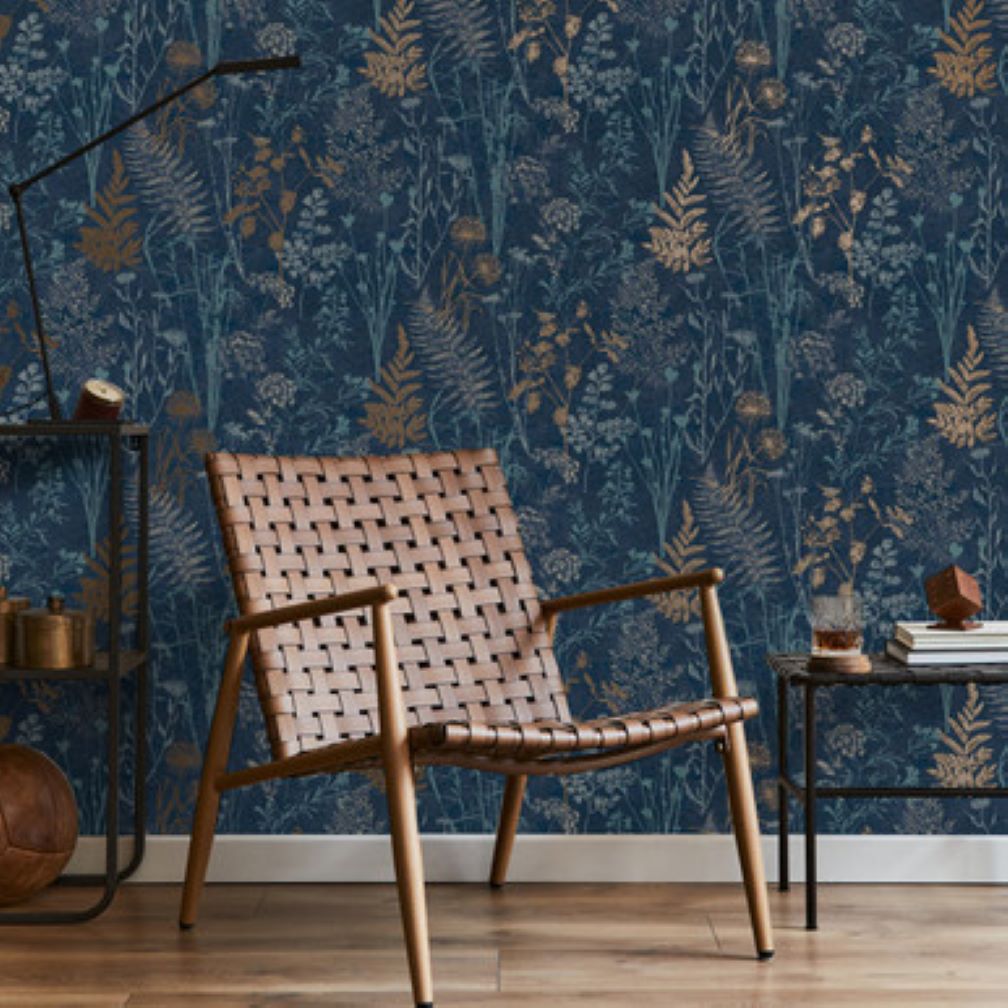 Superfresco Organics Navy and Copper Wallpaper