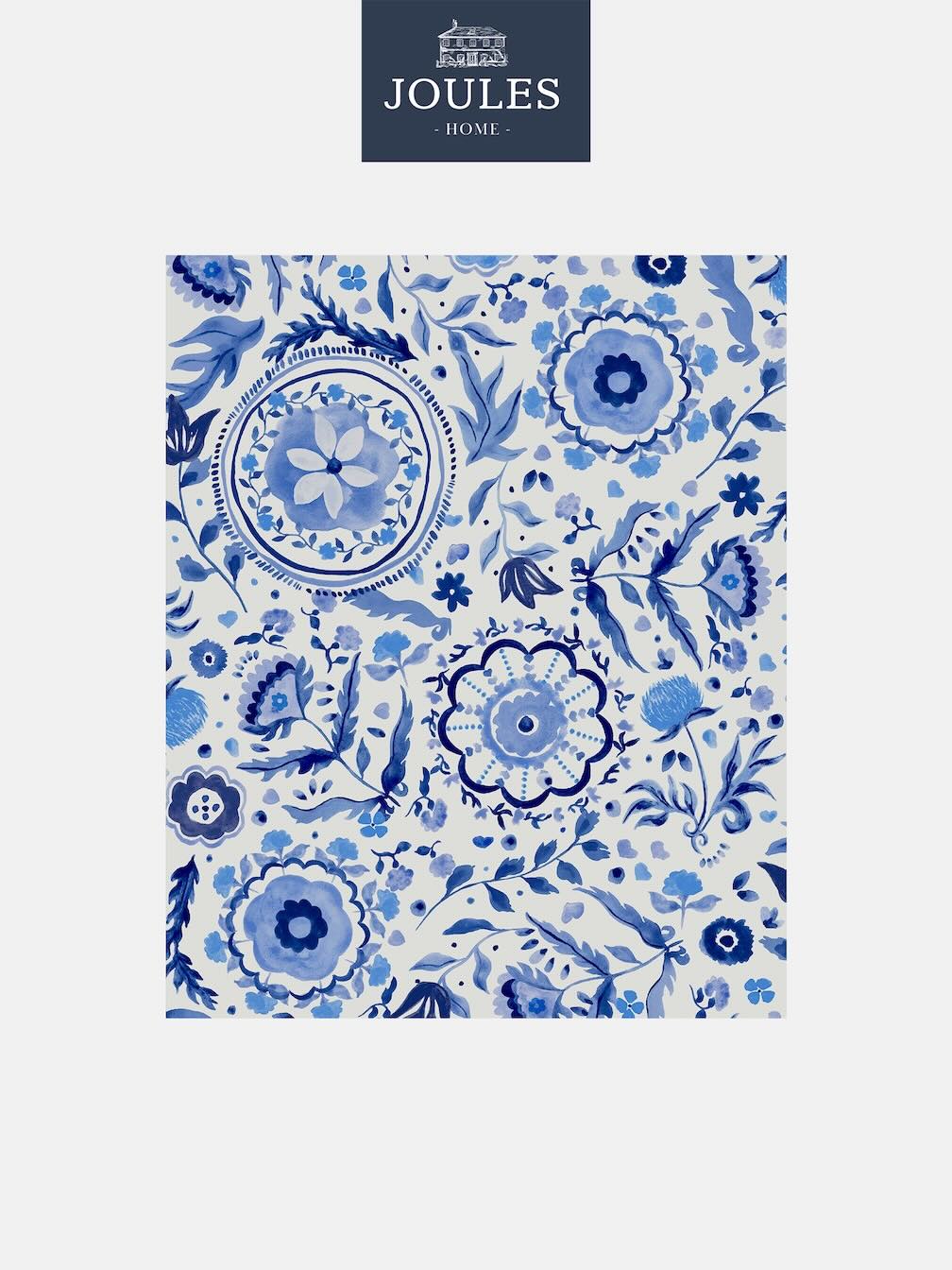 Joules Festival Flowers Blue Wallpaper