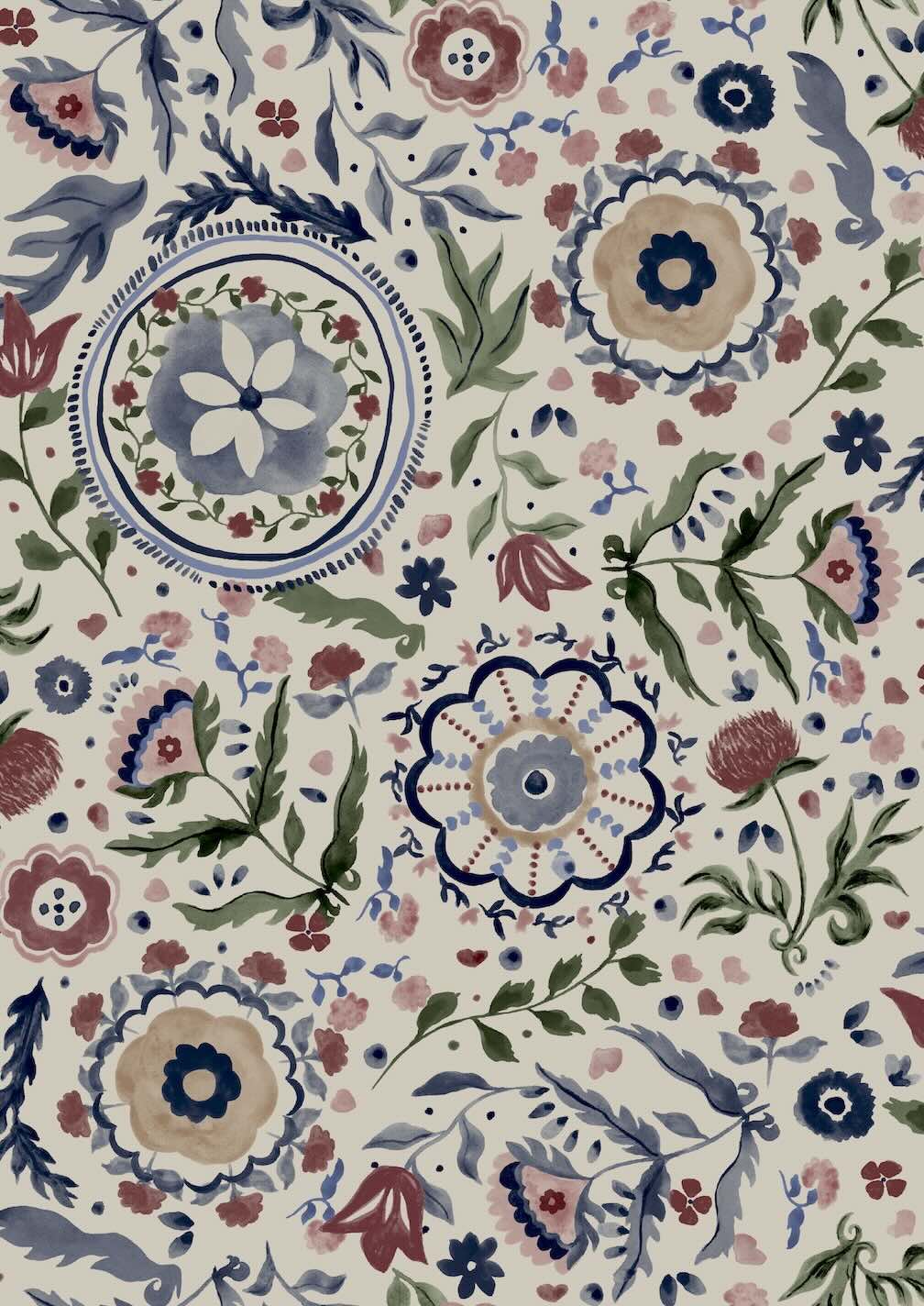 Joules Festival Flowers Antique White Wallpaper