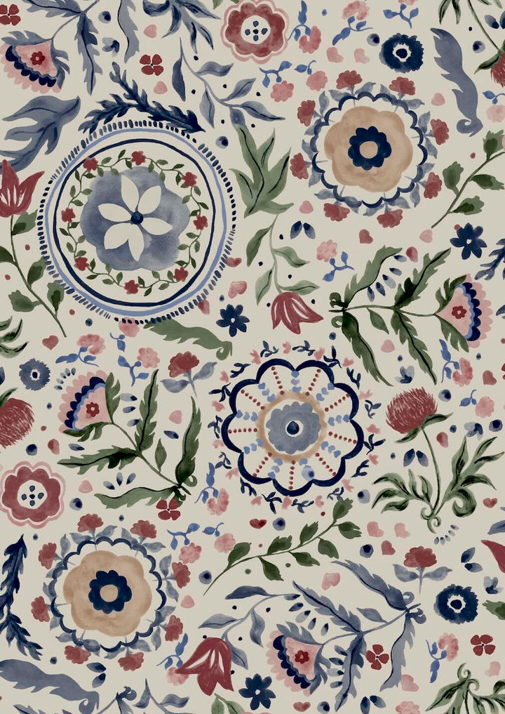 Joules Festival Flowers Antique White Wallpaper