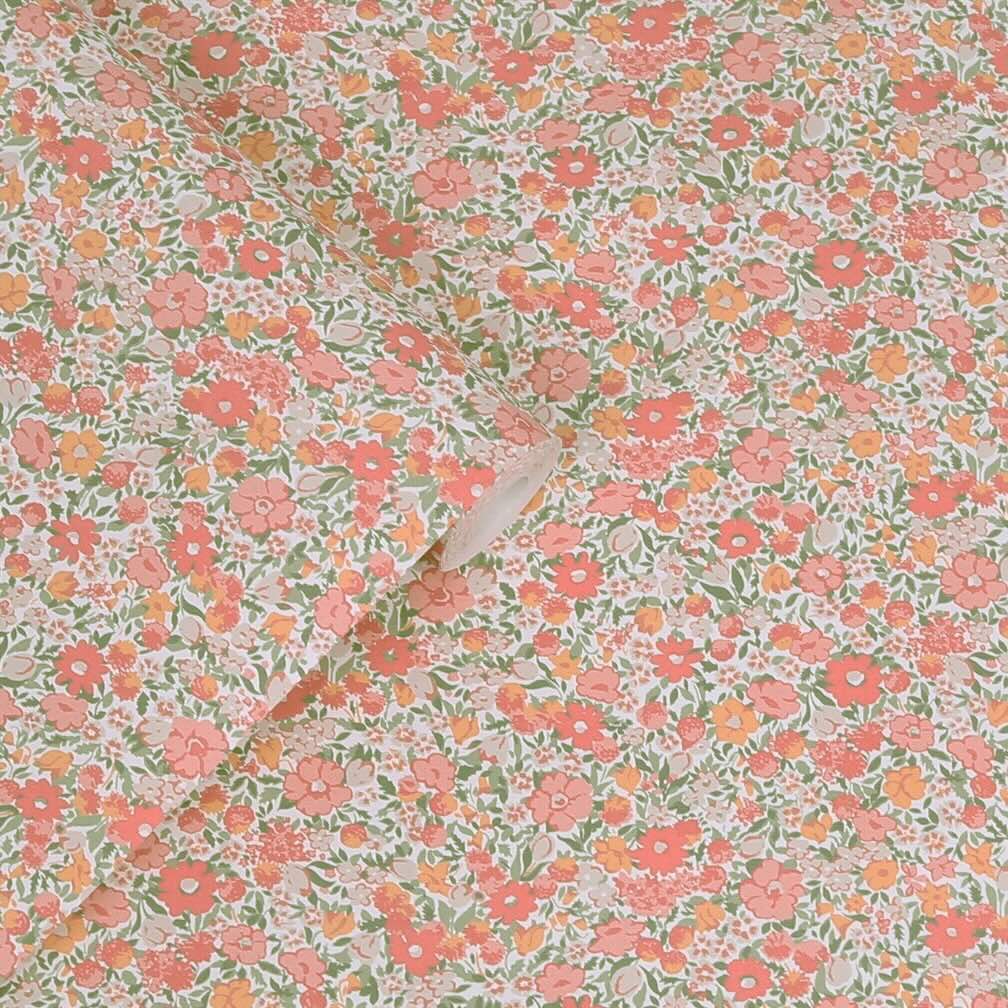 Laura Ashley Loveston Coral Pink Wallpaper