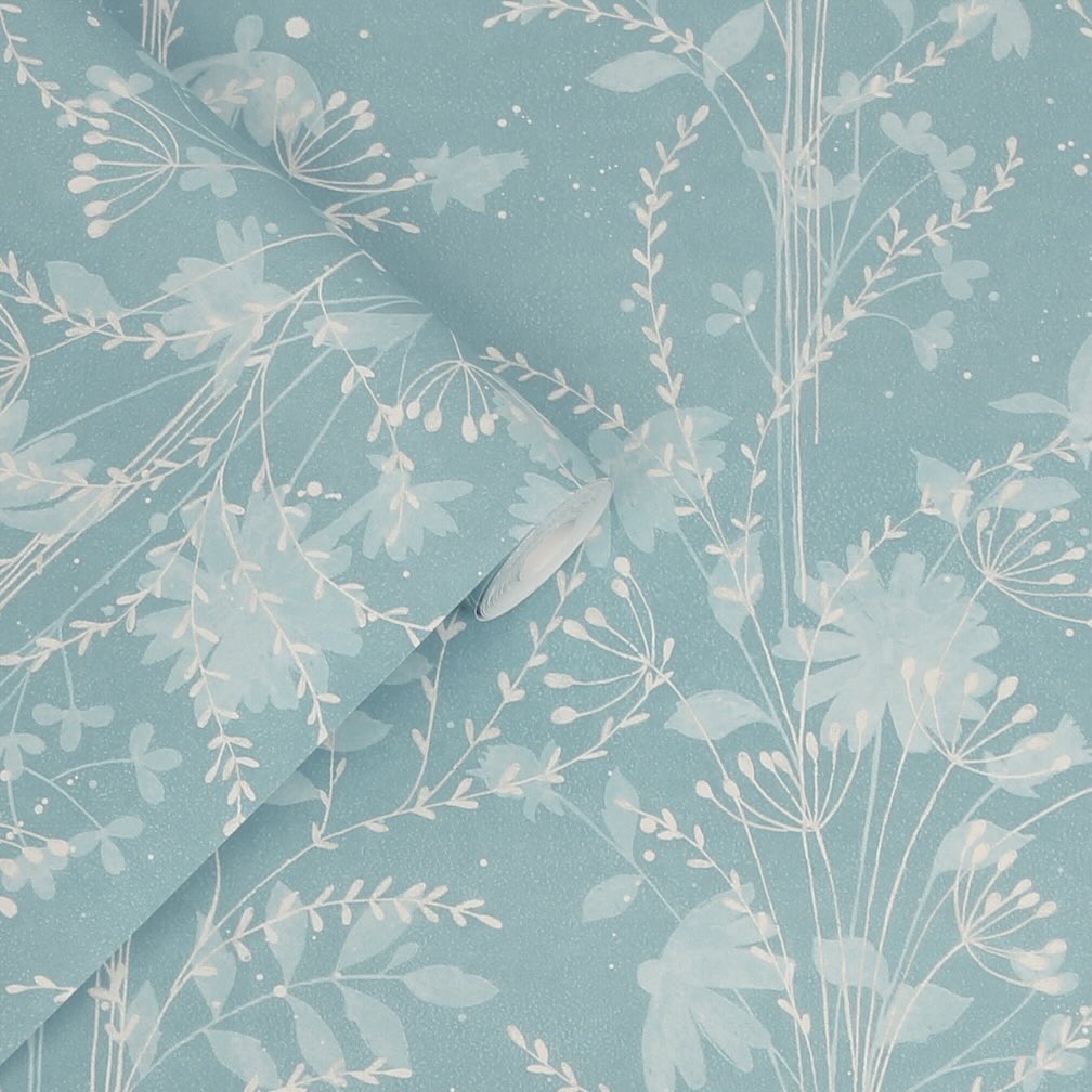 Laura Ashley Fennelton Pale Newport Blue Wallpaper