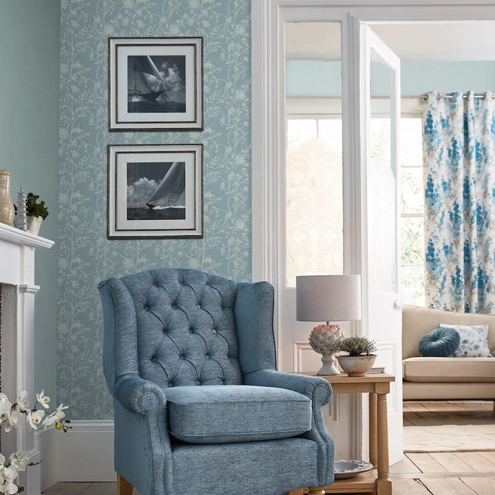 Laura Ashley Fennelton Pale Newport Blue Wallpaper
