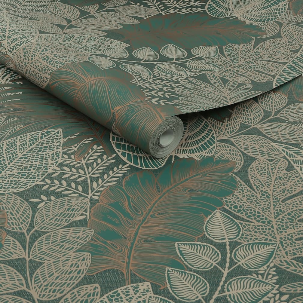 Superfresco Easy Scattered Leaves Forest Green Wallpaper