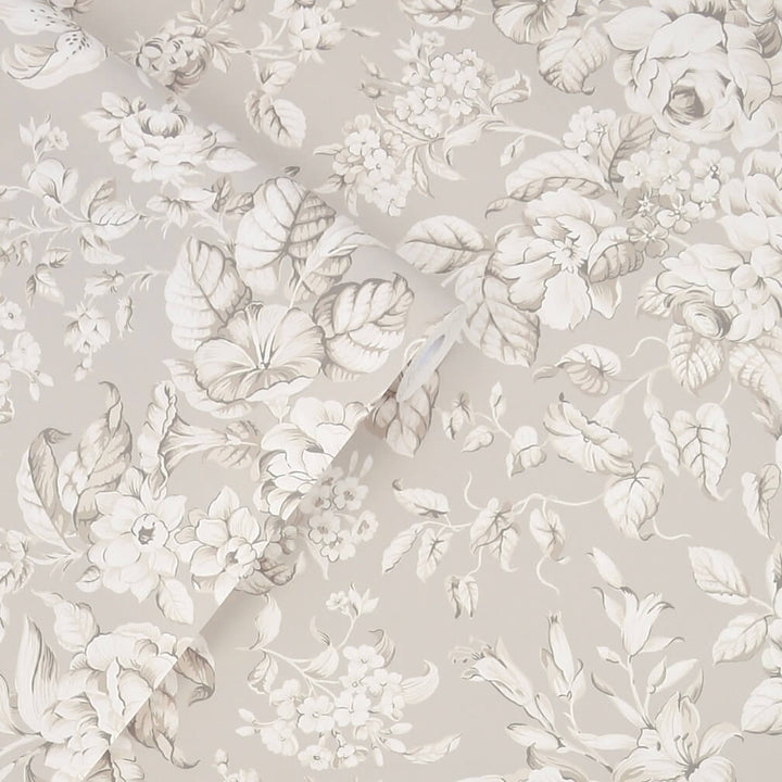 Laura Ashley Hearld Blooms Dove Grey Wallpaper