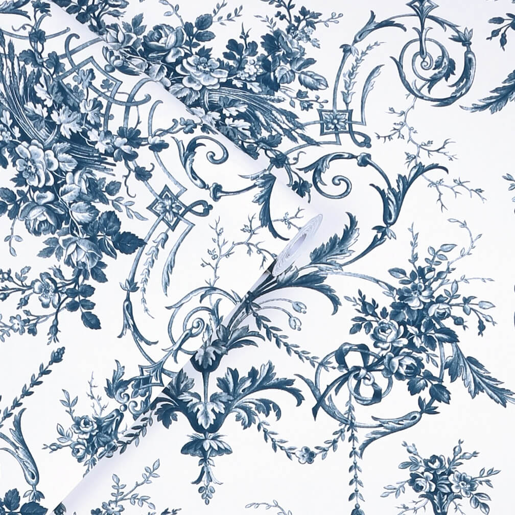 Laura Ashley Tuileries Midnight Blue Wallpaper