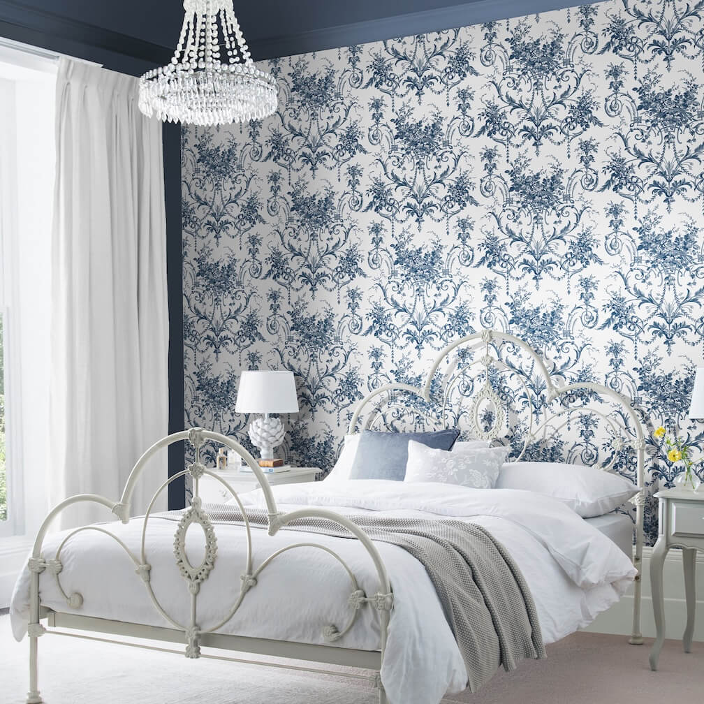 Laura Ashley Tuileries Midnight Blue Wallpaper