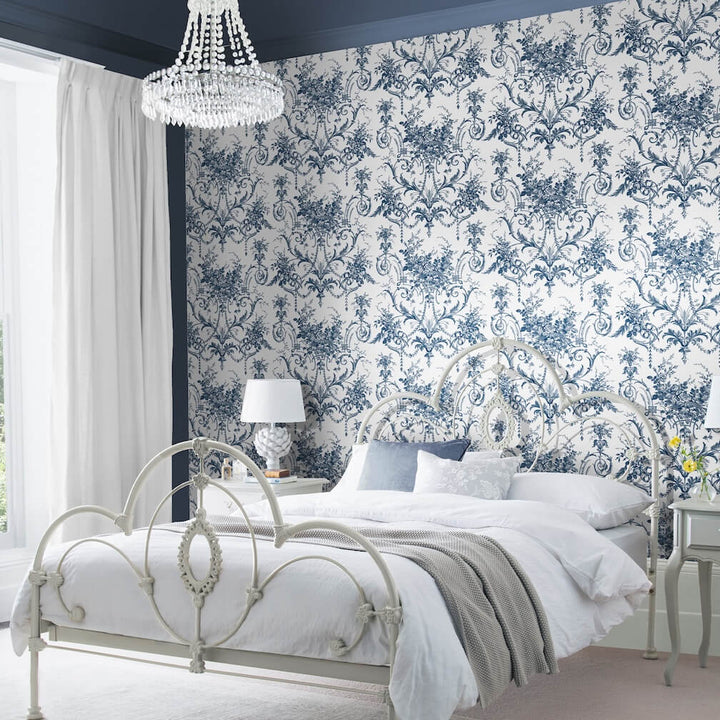 Laura Ashley Tuileries Midnight Blue Wallpaper