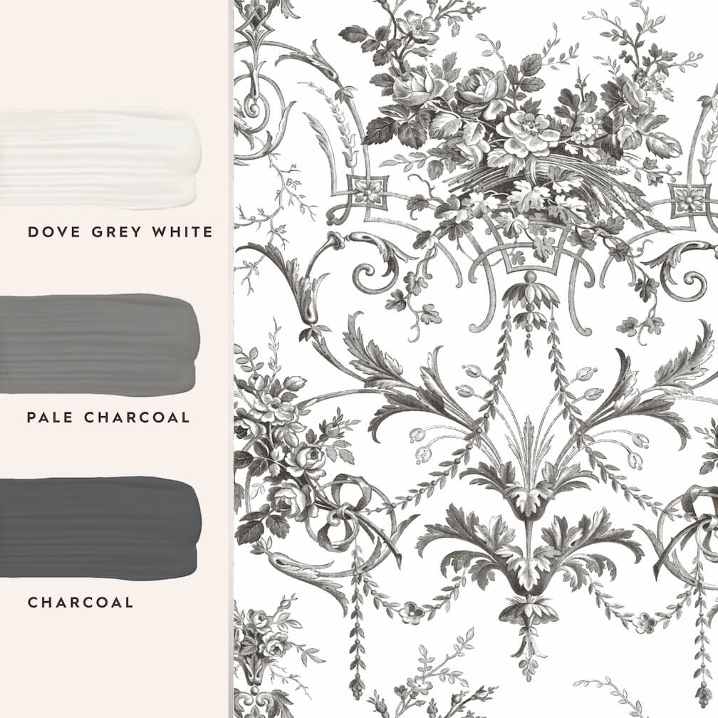 Laura Ashley Tuileries Charcoal Wallpaper