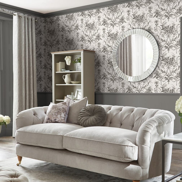 Laura Ashley Tuileries Charcoal Wallpaper
