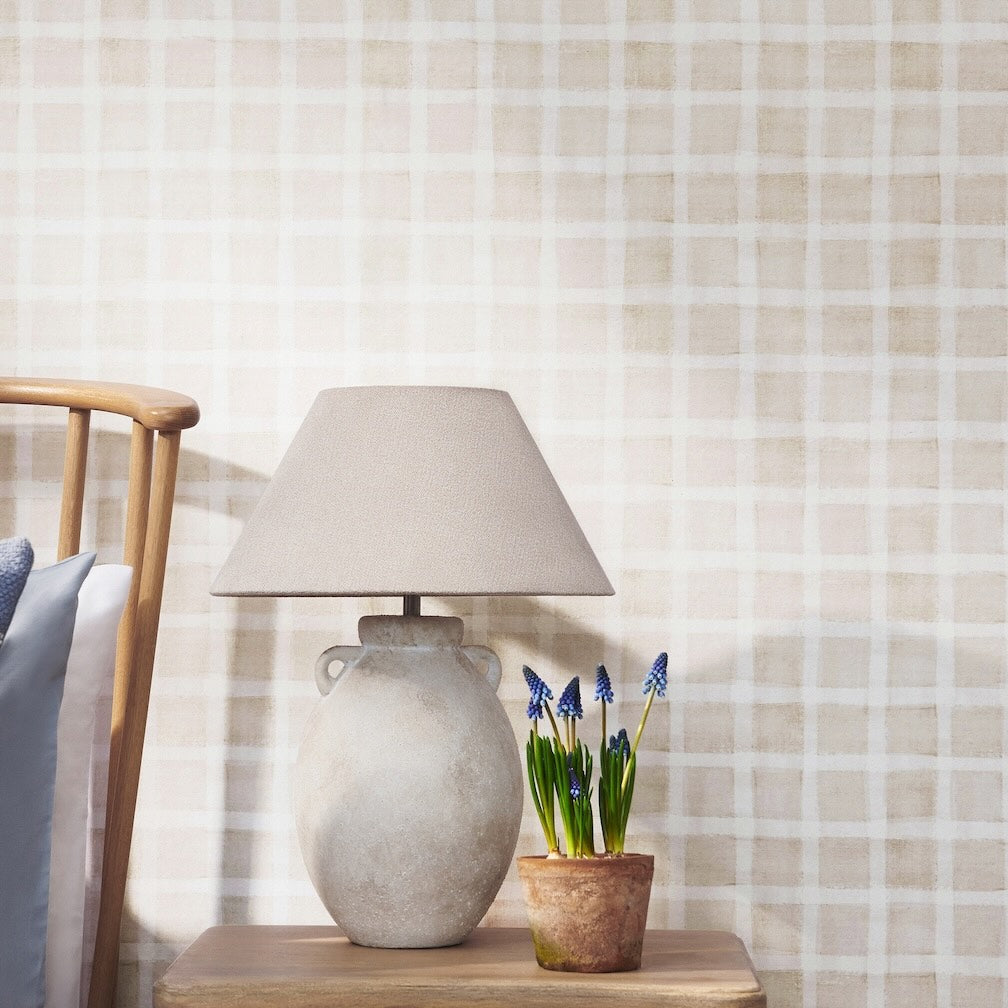 Next Gingham Natural Wallpaper