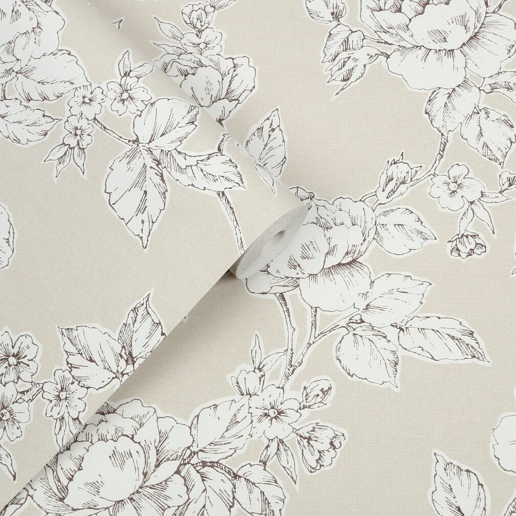 Laura Ashley Pollington Roses Natural Wallpaper