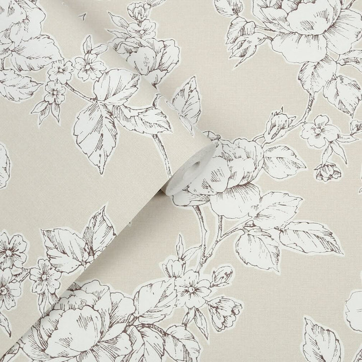 Laura Ashley Pollington Roses Natural Wallpaper