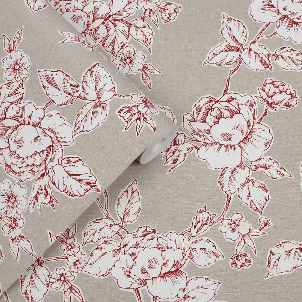 Laura Ashley Pollington Roses Dark Dove Grey Wallpaper