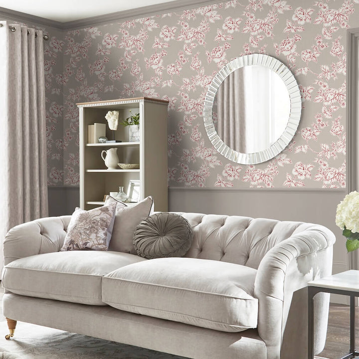 Laura Ashley Pollington Roses Dark Dove Grey Wallpaper