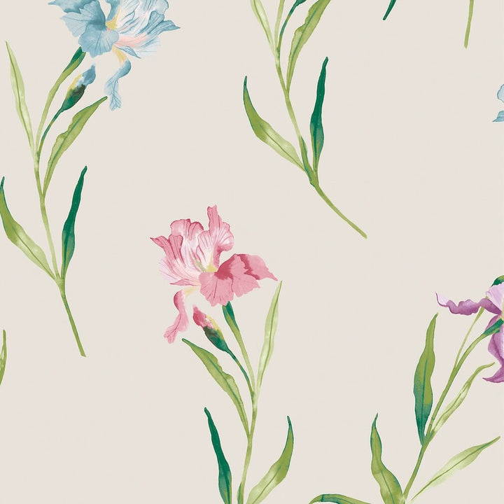 Laura Ashley Hawling Irises Soft Natural Wallpaper