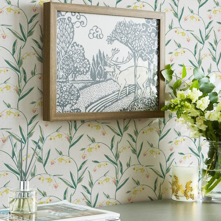 Laura Ashley Fulwell Fushsia Pale Slate Grey Wallpaper