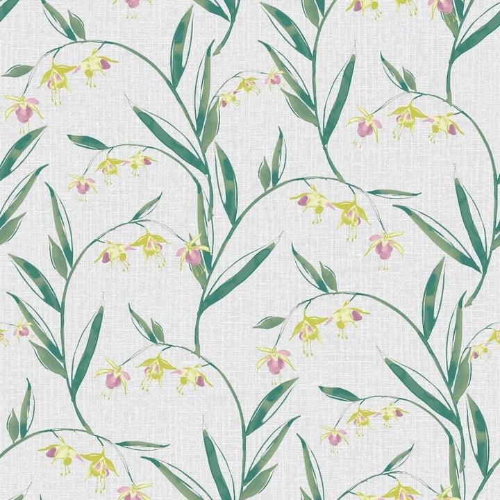 Laura Ashley Fulwell Fushsia Pale Slate Grey Wallpaper