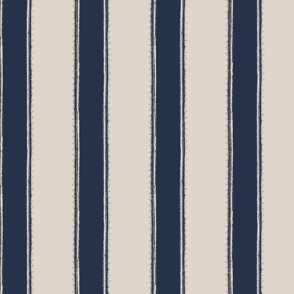 Laura Ashley Denwick Stripe Midnight Seaspray Wallpaper