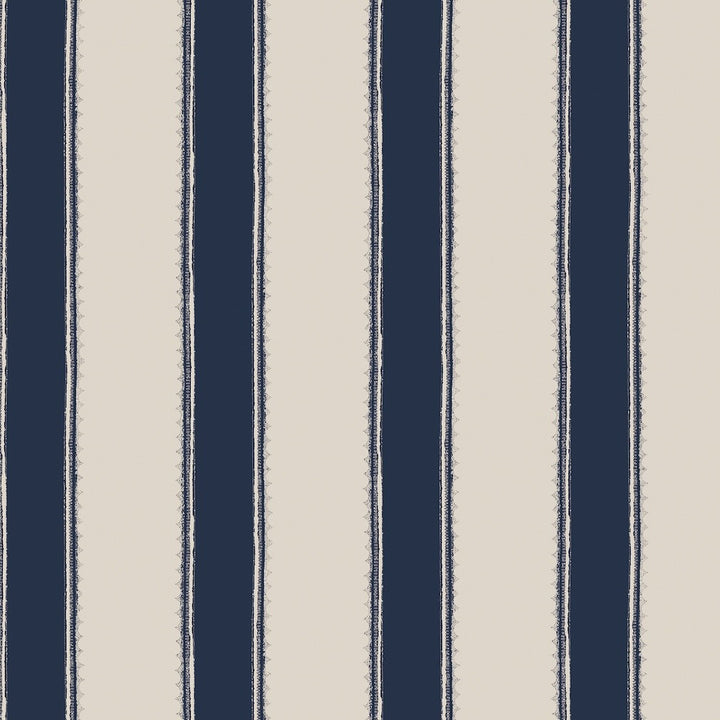 Laura Ashley Denwick Stripe Midnight Seaspray Wallpaper
