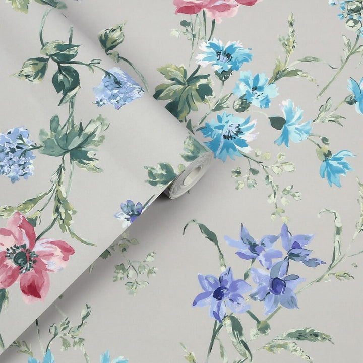 Laura Ashley Poppy Meadow Pale Violet Wallpaper