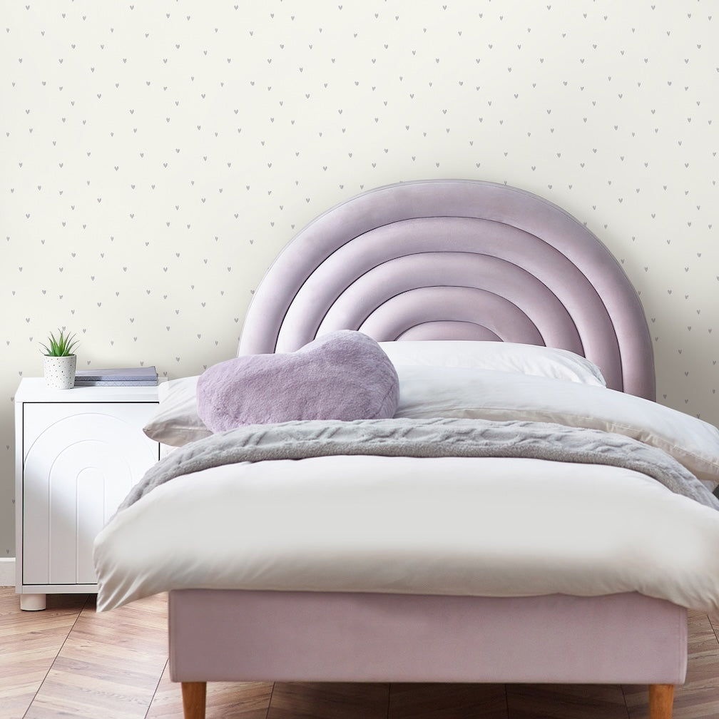 Next Ditsy Heart Lilac and Light Cream Wallpaper