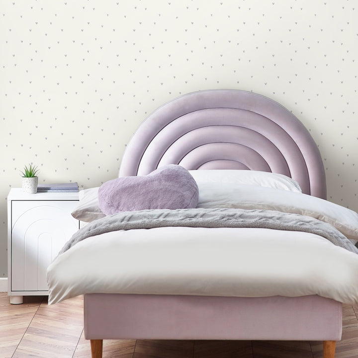 Next Ditsy Heart Lilac and Light Cream Wallpaper