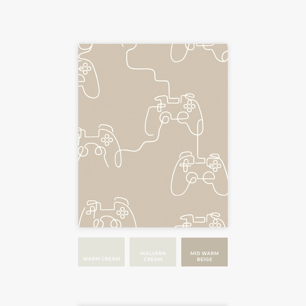 Next Gamer Doodle Beige Wallpaper