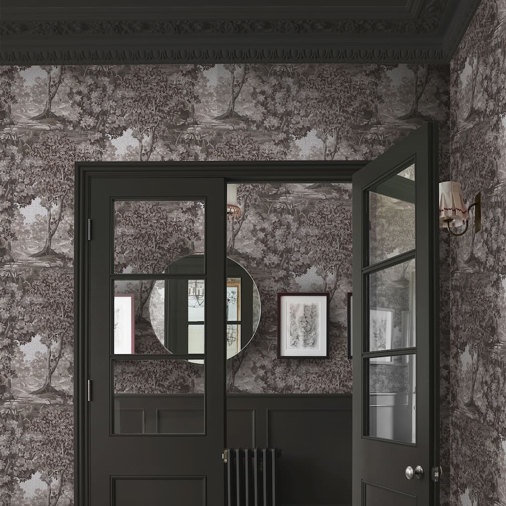 Graham & Brown Bodenham Etching Charcoal Wallpaper