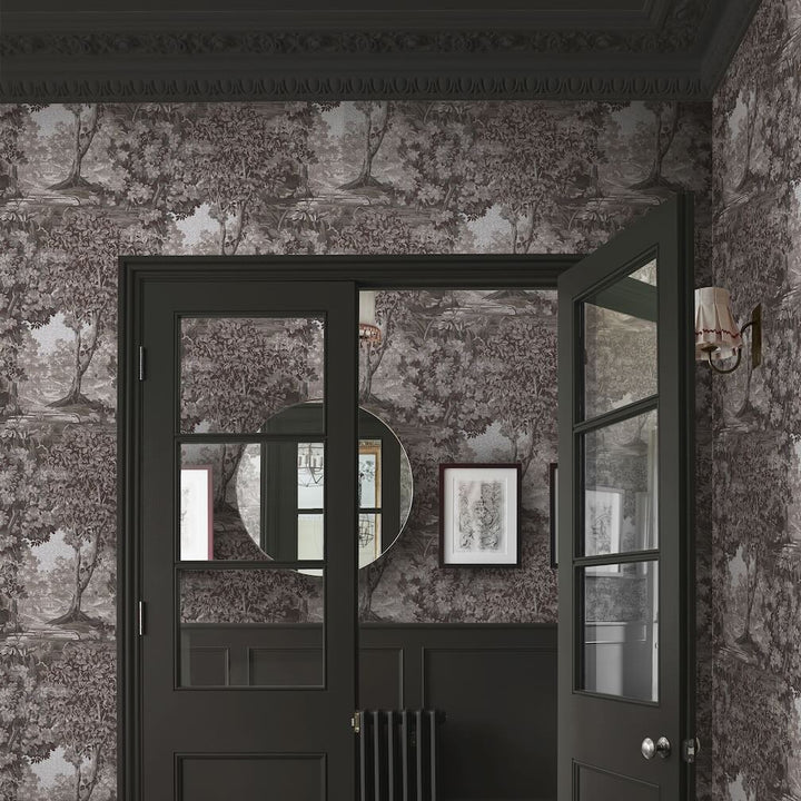 Graham & Brown Bodenham Etching Charcoal Wallpaper