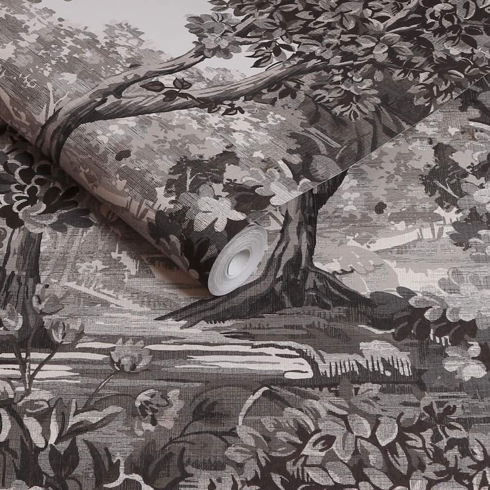 Graham & Brown Bodenham Etching Charcoal Wallpaper