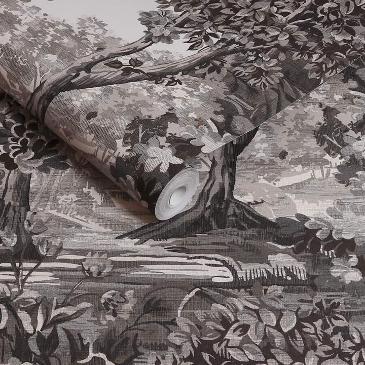 Graham & Brown Bodenham Etching Charcoal Wallpaper