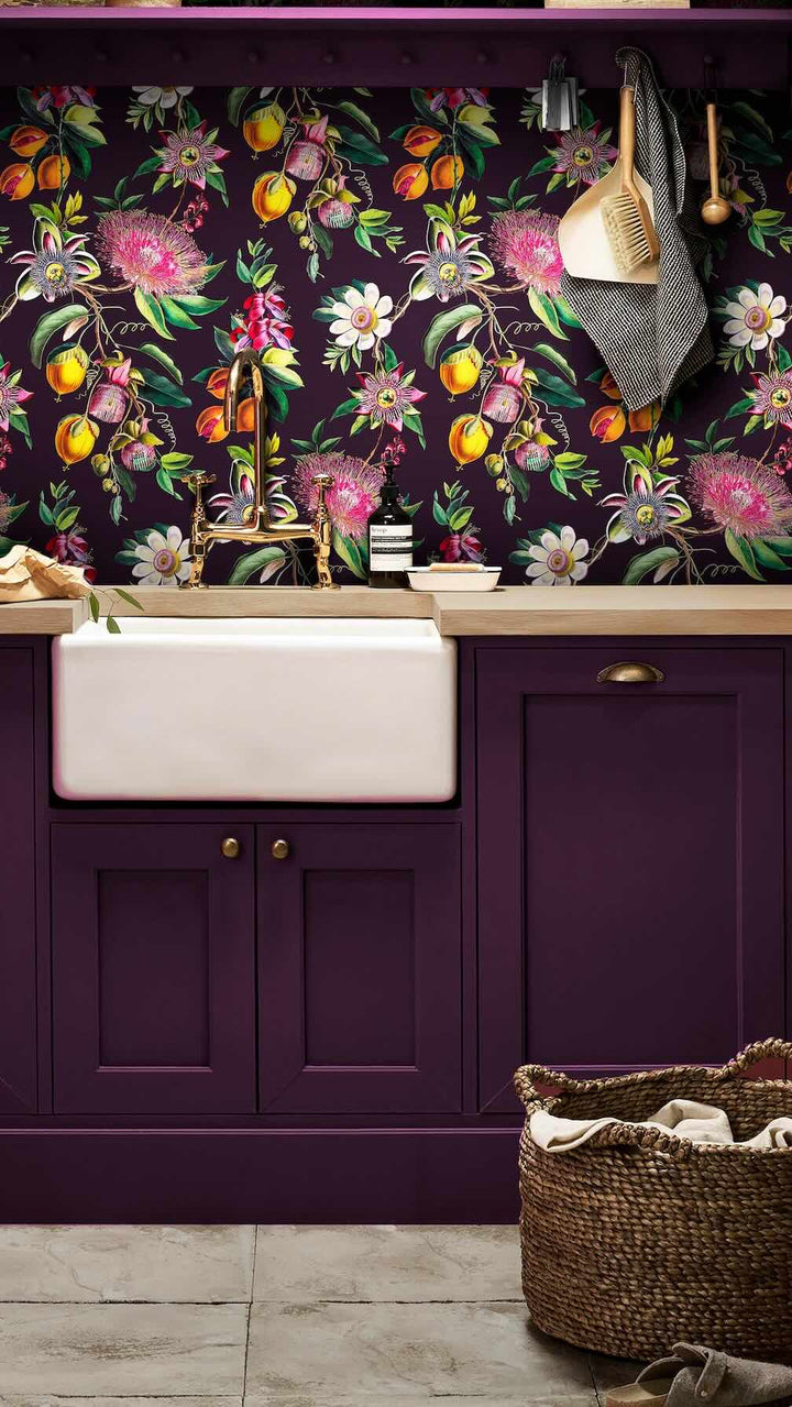 Graham & Brown Physic Garden Blackcurrant Wallpaper