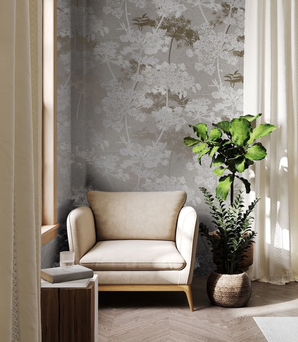 Superfresco Meadow Natural Brown and Gold Botanical Wallpaper