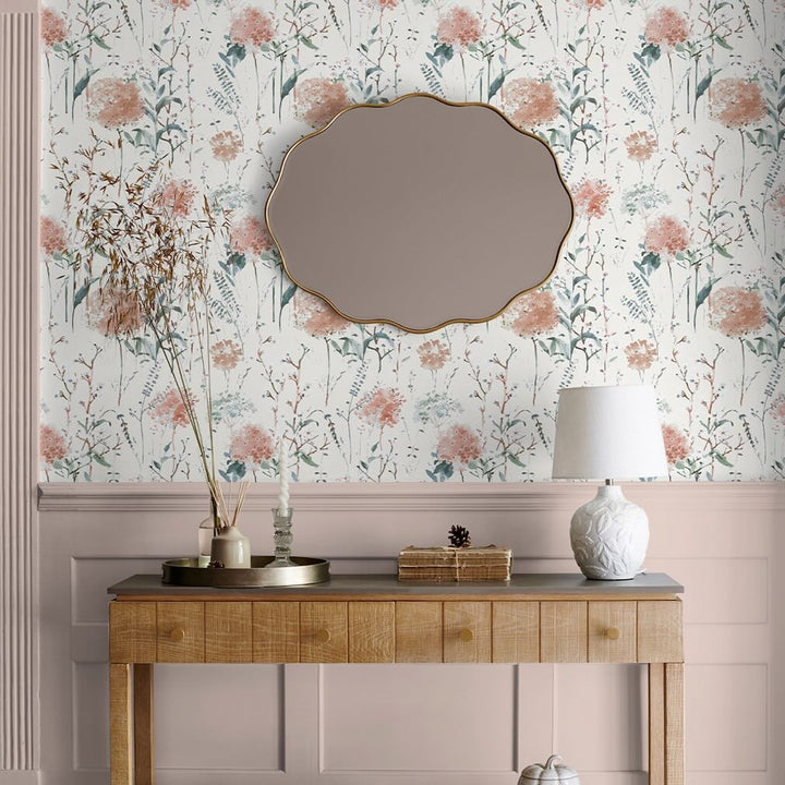 Laura Ashley Pallington Bloom Plaster Pink Wallpaper