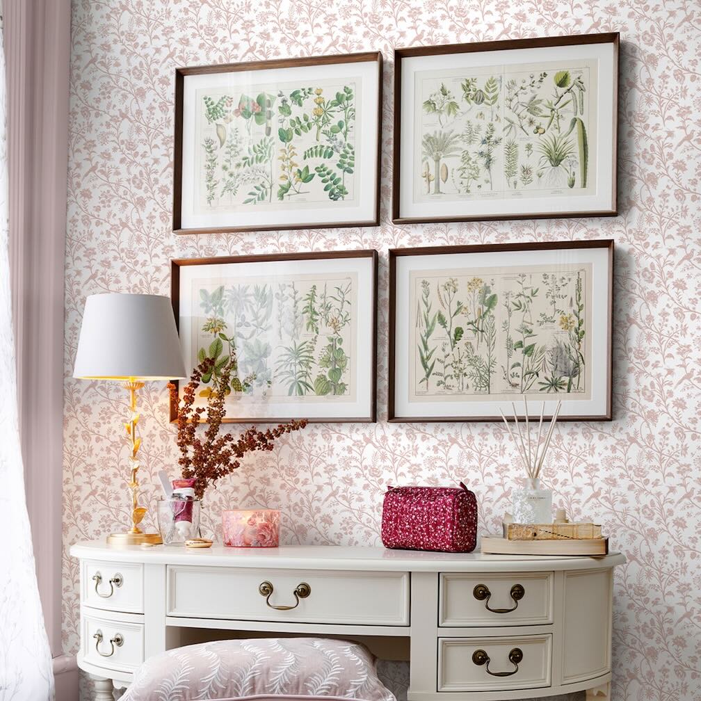 Laura Ashley Shepherd's Purse Dark Blush Wallpaper