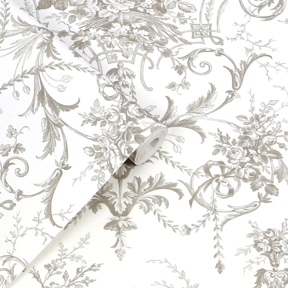 Laura Ashley Tuileries Dark Dove Grey Wallpaper