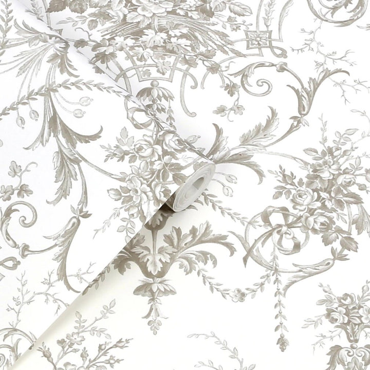 Laura Ashley Tuileries Dark Dove Grey Wallpaper