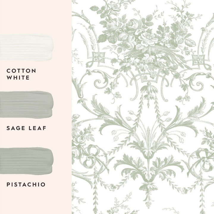 Laura Ashley Tuileries Sage Green Wallpaper